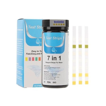 Akvarium Teststrips 7 i 1 til pH Nitrit Nitrat Hårdhed Klor Alkalinitet Karbonat Saltvand Ferskvand 100 stk