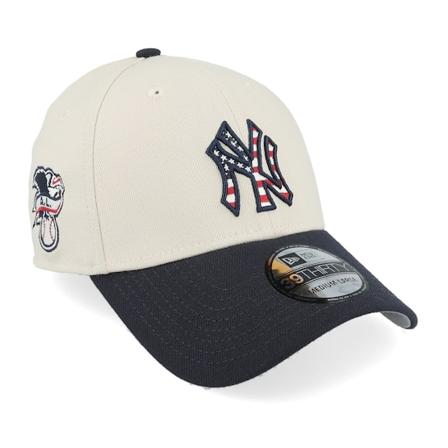 New Era - New York Yankees Mlb24 July4 39THIRTY Stone/Navy Flexfit Flexfit Beige Cap - MLB @ Hatstore