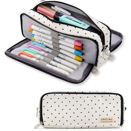 Etui med stor kapacitet, etui med sorte og hvide pletter