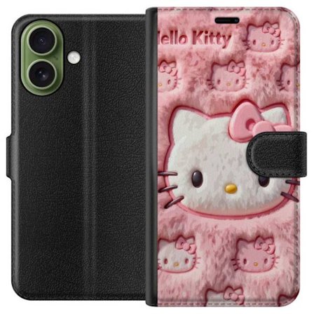 Kompatibelt Lommeboketui til Apple iPhone 17 Hello Kitty rosa fluffy bakgrunn med ikoniskt ansikt og kawaii-estetikk