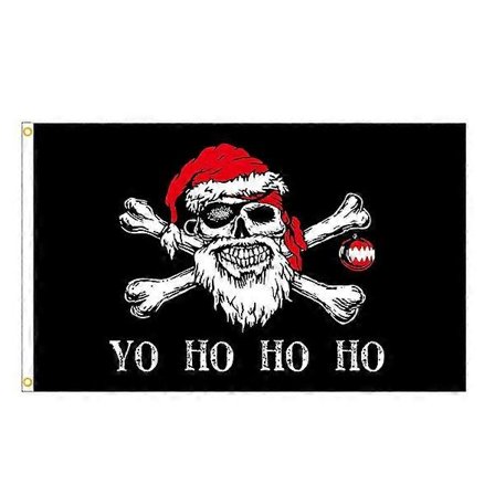 Julenissen Piratflagg 150 x 90 cm - Yo Ho Piratflagg 90 x 150 cm - Flagg