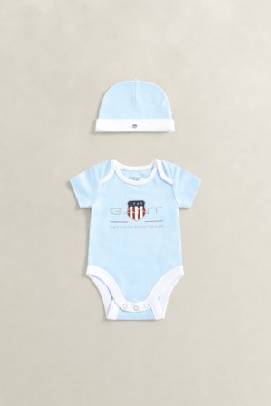 GANT Kinder Set mit Strampler und Mütze (74) Blau