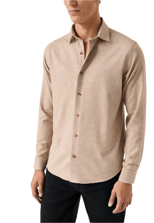 Eton Flanellskjorta Casual Fit Flanellskjortor Herr Beige S