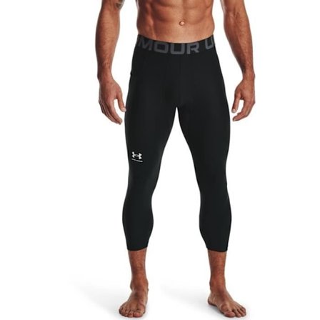 Under Armour HG Armour 3/4 Compression Leggings för män - Svart/Vit