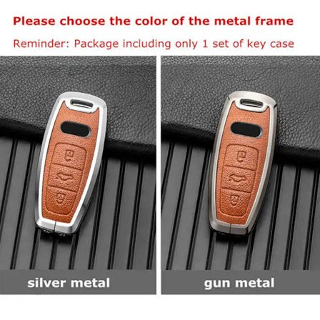 Nyckelfodral för Audi A3 A4 A5 A7 A6 C8 Q8 Q7 Q5 Q4 Q3 E-tron Fjärrkontrollhållare Nyckelring Läder Metall Biltillbehör