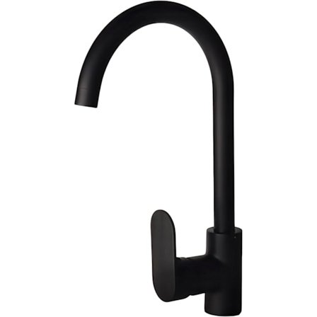 Svart kjøkkenkran - Rustfritt stål vaskekran, 1-hulls moderne kjøkkenarmatur med 360° sving, svarte blandebatterier for kjøkkenvask, svarte kraner