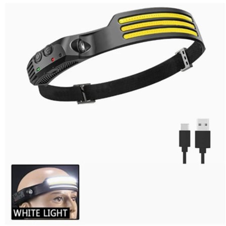 Uppladdningsbar pannlampa, 1000 Lumen 230° Bred Stråle Superstark Pannlampa med Handsfree-sensor, LED-pannlampa 1500mAh IPX5