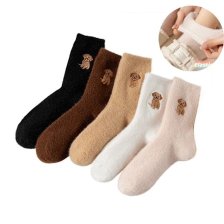 Naisten muhkeat sukat, 5 paria per pakkaus, lämpimät, pehmeät, pörröiset, paksut ja mukavat talvisukat.