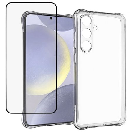 Til Samsung Galaxy A56 5G Cover 2.0mm TPU Gennemsigtigt Beskyttelsescover med Hærdet Glas Skærmbeskytter