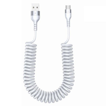 USB til USB C Spiral Kabel Udtrækkelig Bilopladerledning Kompatibel Iphone Kompatibel med Android Dataoverførsel Fjederdesign 5A Hurtig 