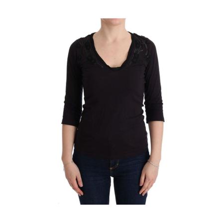 Costume National V-neck Cotton T-shirt Lilla, Dame Langærmet