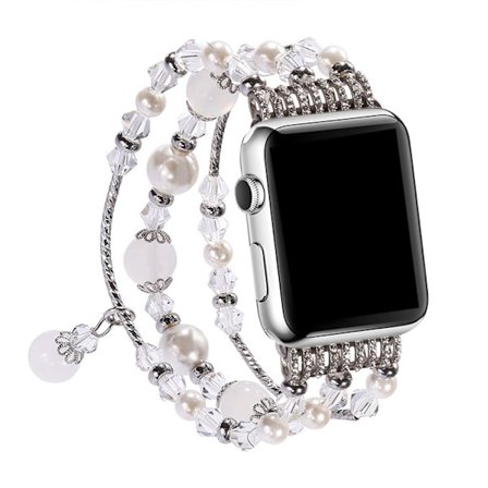 (Vit)Armband Kompatibel med Apple Watch 38/40/41mm, Kvinna Flicka El