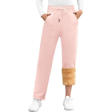 Fleeceforede joggingbukser, varme joggingbukser med lommer, vinterbukser, fluffy sherpa, varme bukser, snørebånd, sportsbukser, jogging, træning, 