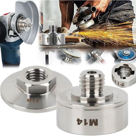 Vinkelsliber tilbehør, M14 X-Lock adapter med M14 låsemøtrik til låsning på M14 gevind Anvendelig rustfri stål adapter til vinkelsliber diamant