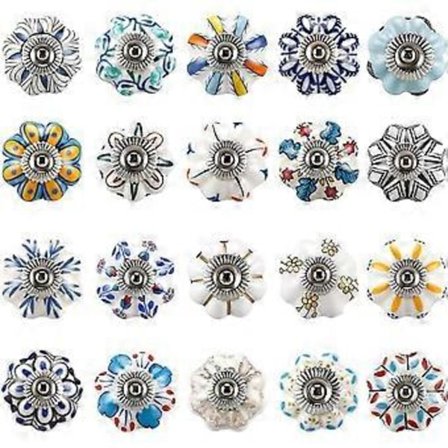 20 stk Blandede Vintage Keramiske Skapknotter Skuff Håndtak