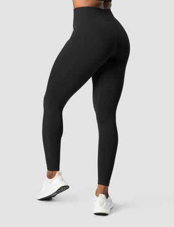 ICANIWILL Ribbed Define Seamless Tights - Black - L
