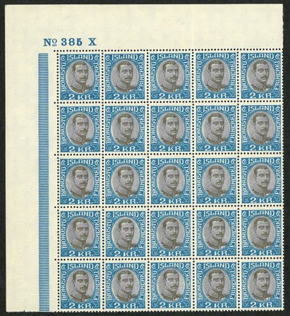 Island - Tjenestemærker AFA 60 i 25-blok - Postfrisk