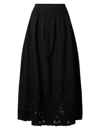 Slfdahlia Hw Ankle Broderi Skirt B Black Selected