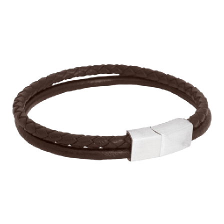 by BILLGREN Leon Leather Bracelet Black Accessoarer Herr Brun 21 cm