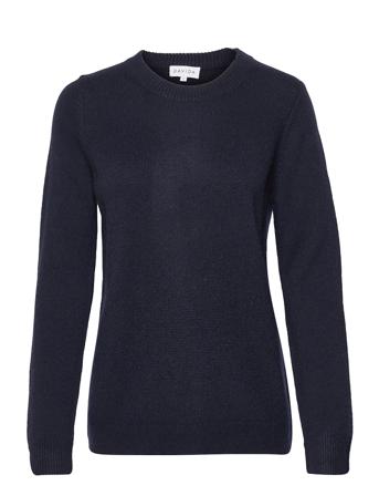 Straight O-Neck Sweater Pullover Blå Davida Cashmere