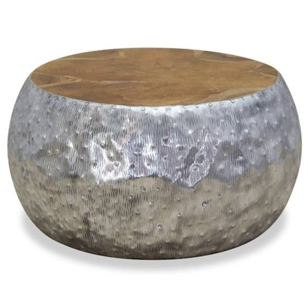 vidaXL Soffbord aluminium och teak 60x60x30 cm