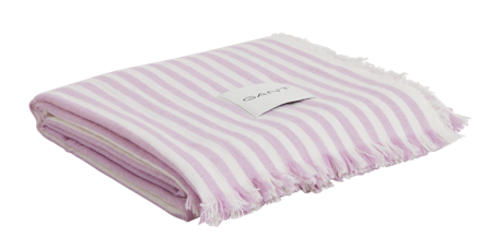 GANT Stripete pledd lammeull-lin 130x180cm lavendel