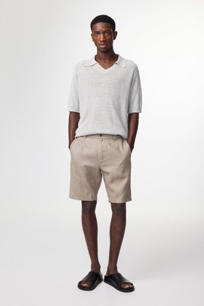NN.07 Crown 1454 Shorts Male Khaki Linen