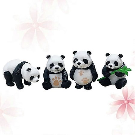 Panda-koristeet, miniatyyri panda-hahmot, lastenhuoneen koriste-esineet 3,6 * 4,9 cm, 4 kpl