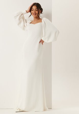 Bubbleroom Occasion-Puff Sleeve Wedding Gown-34