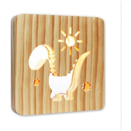 Træ LED Lamper til Soveværelser, 3D Kreative Bordlamper, Tykke Sengelamper, Varm Stille Lille Lampe med USB Kabel, Bedste Hjemmegaver Dinosaur