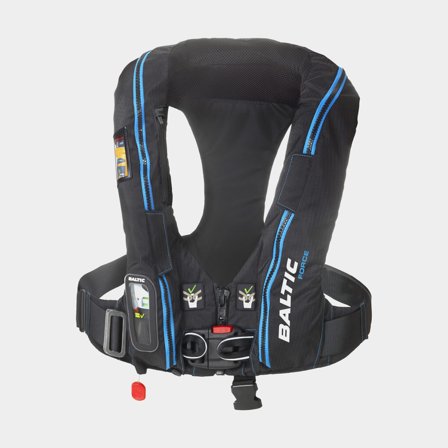 Giubbotto di salvataggio gonfiabile Baltic Force 190N con imbracatura SLA, automatico, nero + cartuccia di CO2 38 grammi, 40 - 120 kg