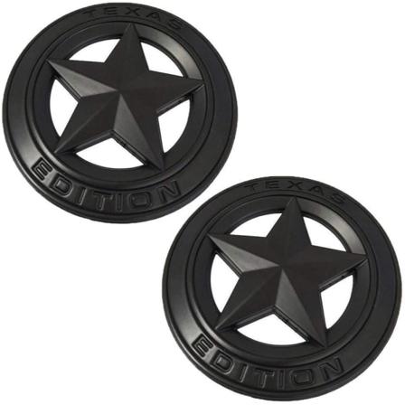 (SÆT MED TO) Texas Edition Star ALL BLACK Rund 3" Skjold Emblem"