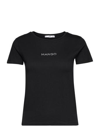 Logo Cotton T-Shirt T-shirts & Tops Short-sleeved Musta Mango