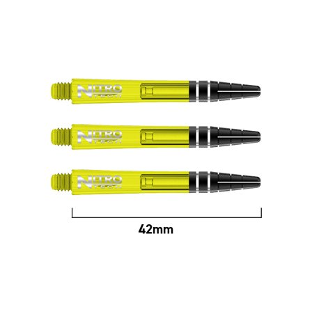 Red Dragon Darts Nitrotech Shafts 42mm Polycarbonate 3 Sets/Pack (9) Yellow/Black/Silver Ultra-Modern Flight Locking System Dart Shafts Accessories