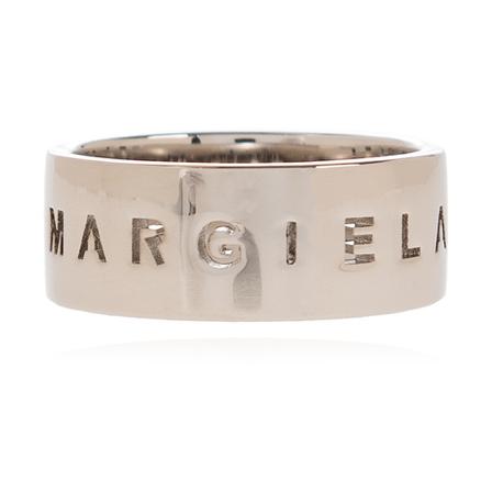 MM6 Maison Margiela, Brass ring with logo Grijs, Dames, Maat:L