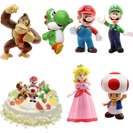 Super Mario Brothers Luigi 6 Figurer Toy Cake Topper Dekoration Party Bag Filler
