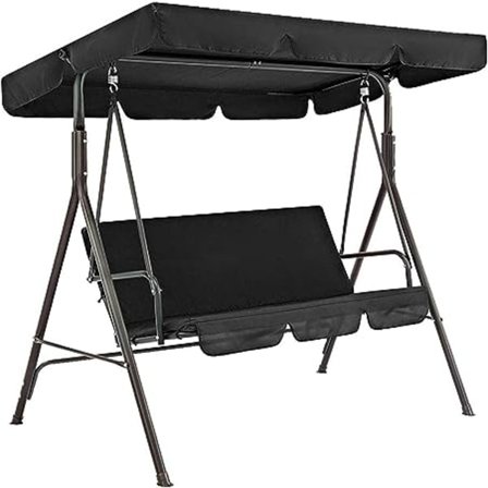 Puutarhakeinun suojus vedenpitävä keinun suojus pölytiivis tuolin varaosa katos varakangas pölysuojat kestävä musta 190*132*15cm