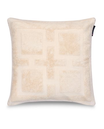 Lexington Grafischer Bio-Baumwoll-Samt Kissenbezug, hellbeige