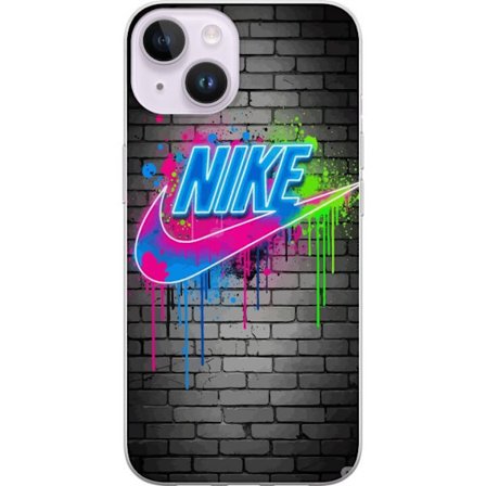 Kompatibelt Mobildeksel til Apple Apple iPhone 14 Neonfarget gatekunstlogo livlig graffiti i blå, rosa og grønn spray på murvegg trendy urbane moti