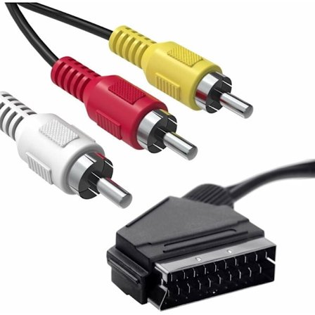 1,5 m Scart til 3RCA han-kabel, Scart han til RCA han omskiftelig lyd video AV-kabel adapter konverter lyd video til TV, DVD VCR