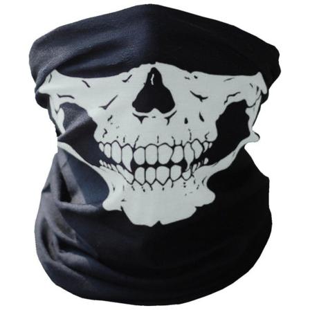 Vit Skelett Mask / Scarf / Halsduk - Halloween - Skeleton Mask Vit