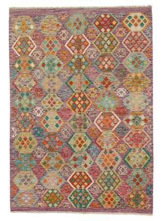Hand Woven Kilim Afghan Old Style Rug 177X251 Brown/Dark Red