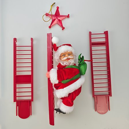 1st Interaktiv Jultomte Klätterstege Leksak med Ljudeffekter - Motoriserad Rörlig Jultomte & Stabil Stege, Pedagogisk Julleksak för Inlärning (FMY)