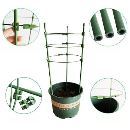 1/3-pak justerbare plantestøtter 45 cm – Plantestøtte, plantegitter, klatrestativ, plantebur til tomat og agurk_TF_TF