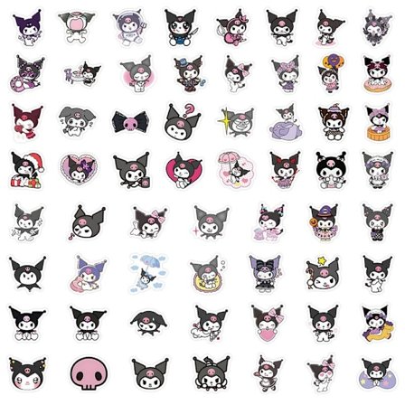 Kuromi Design A - 60 bilder for bærbar PC, gitar, utklippsbok og magasiner, gave One Size ly