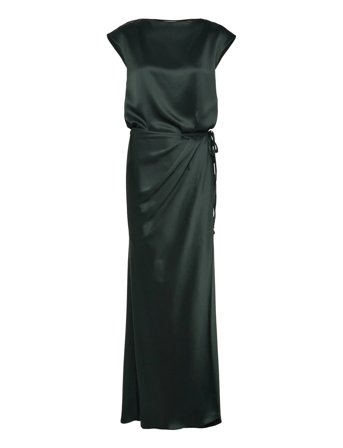 Yui Satin Wrap Dress Green Ahlvar Gallery