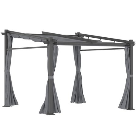Rootz Pergola - Fästen ingår - Utdragbart tak - Mörkgrå - 2,97 m x 2,95 m x 2,3 m