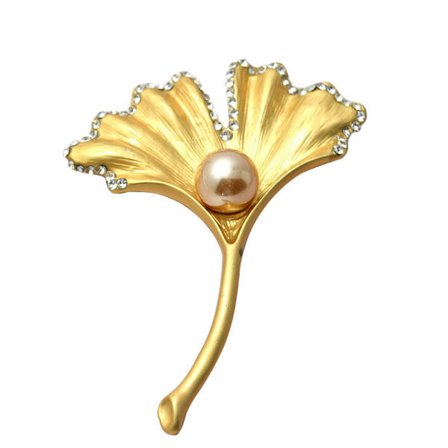 Brosch Kristall gingko blad