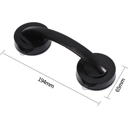 Anti-skli sugehåndtak - Sikkerhetshåndtak for bad - Hjelpehåndtak - 19,4 cm - Svart