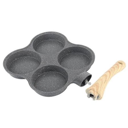 4-hulls omelettpanne, non-stick stekepanne, frokostpannekakeprodusent for induksjonstopp, gasskomfyr